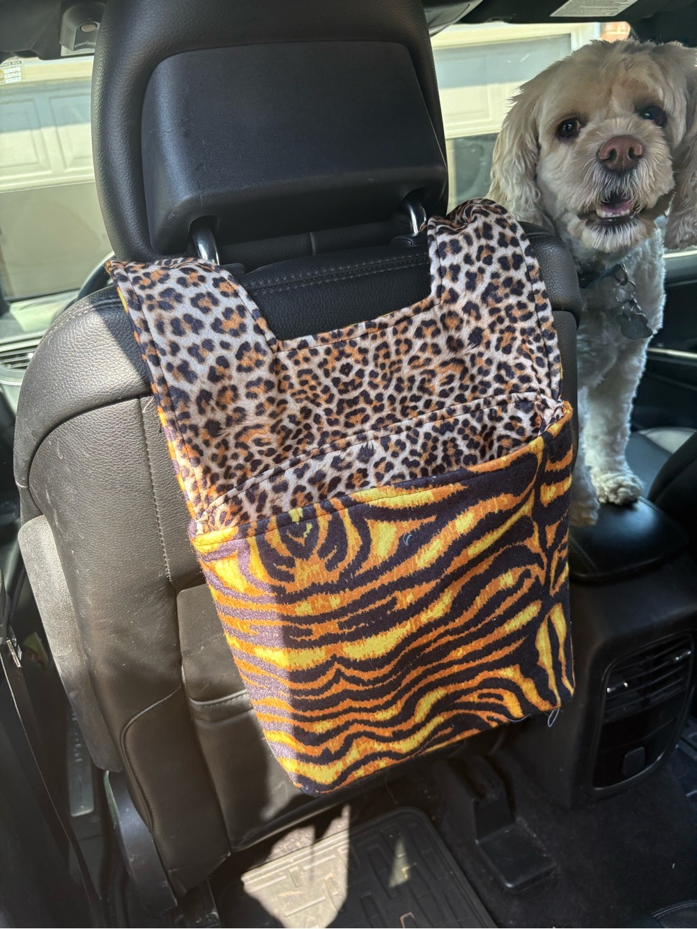 Leopard & Tiger Print car trash Bag - Brown/Gold - Picture 3 of 3
